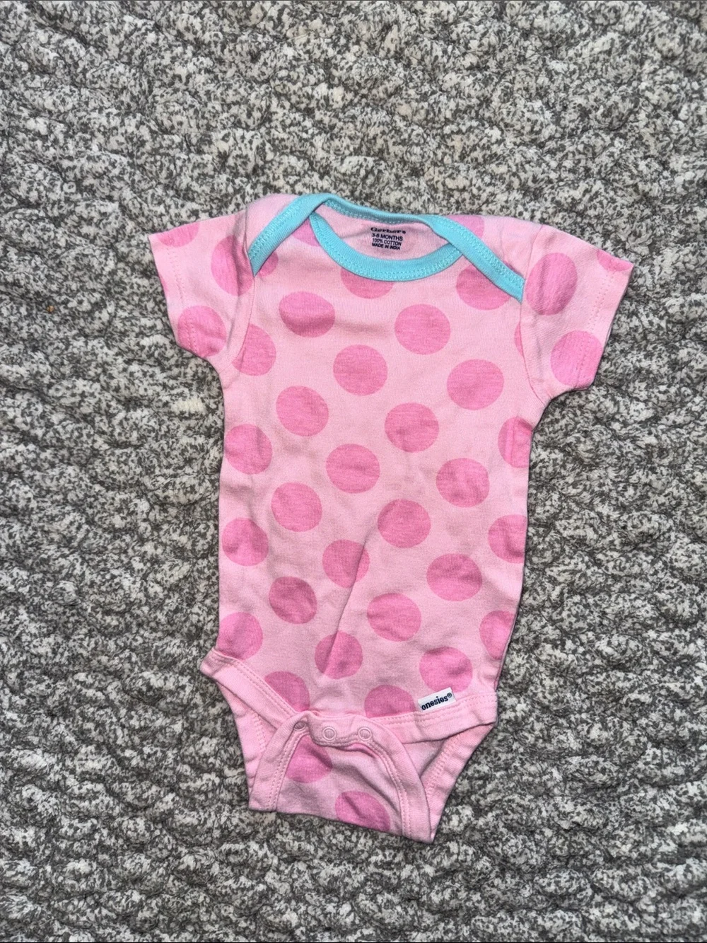 Gerber Pink Polka Dot One-Piece with Blue Trim